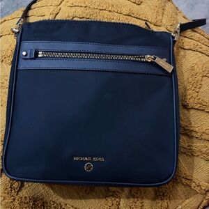 Michael Kors Dark Blue Messenger Bag with Gold Accents
